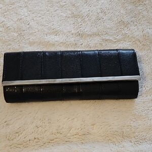 Charming Charlie Black Clutch with Silver Accent